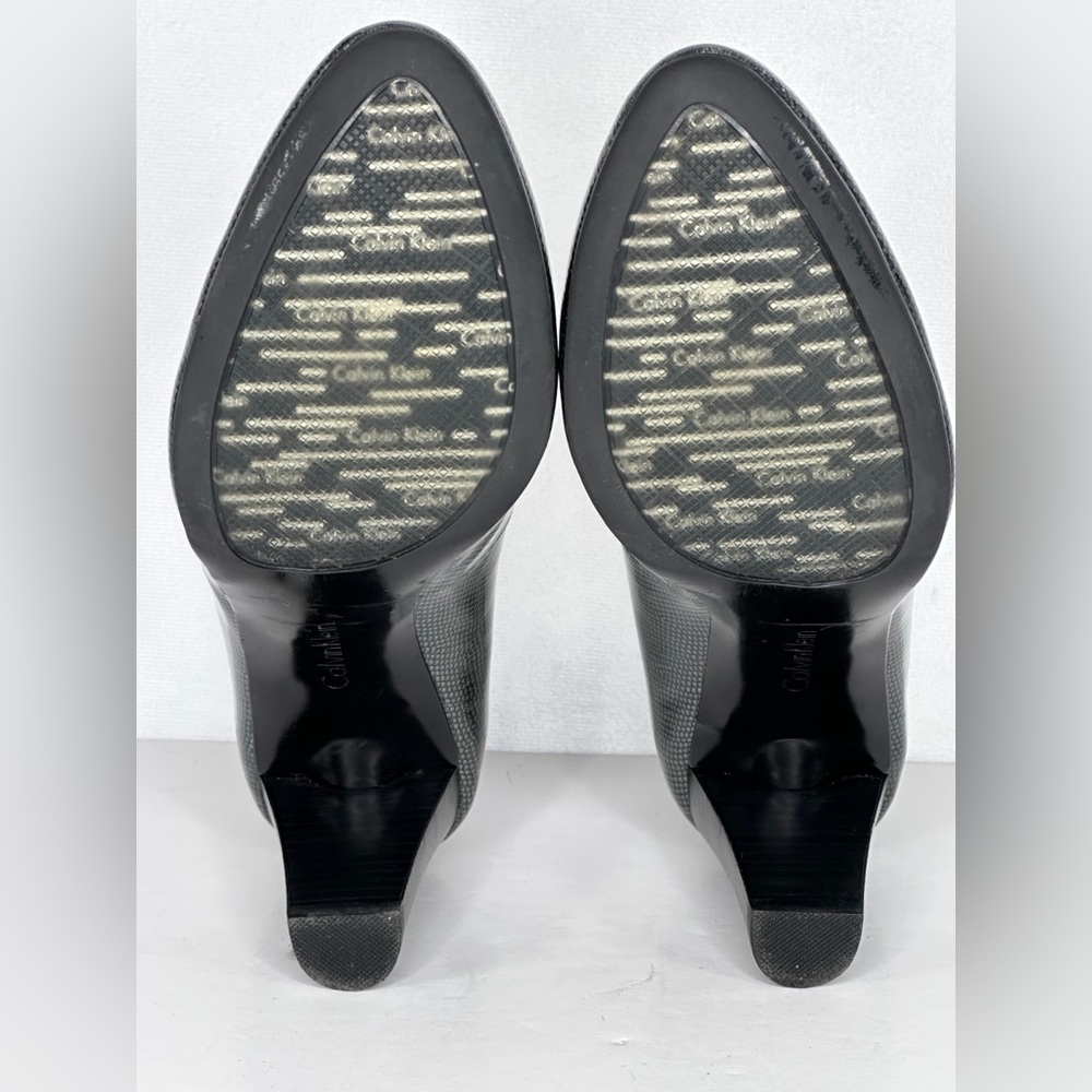 Calvin Klein‎ Renni Olive Gray Pumps Lizard Print Patent Officewear Sz 9 1/2 - Picture 5 of 12